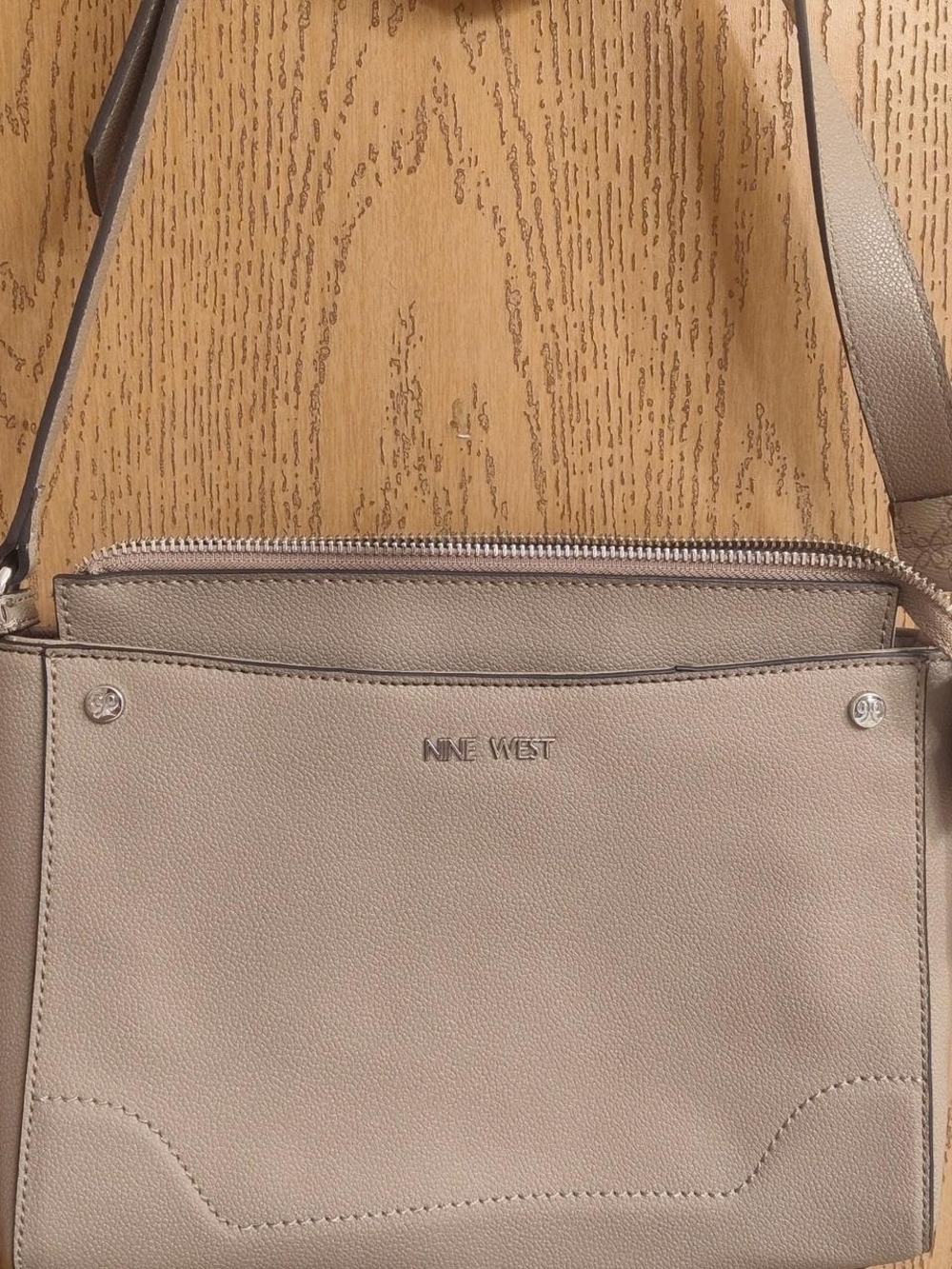 Nine West Neutral Taupe Pebbled Crossbody Bag